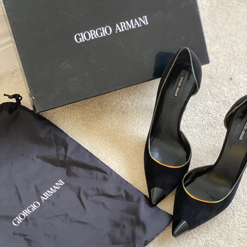 Giorgio Armani Black Suede Pumps